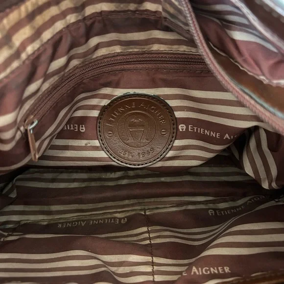 Etienne Aigner Vintage brown leather & suede patchwork shoulder bag - Picture 7 of 10